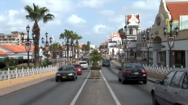 Stad van de Oranjestad op Aruba — Stockvideo