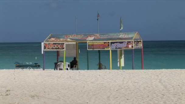 Beach with people on Aruba — Stock Video