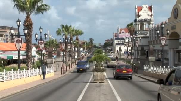 Stad van de Oranjestad op Aruba — Stockvideo