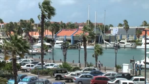 Tráfego perto de Marina em Aruba — Vídeo de Stock