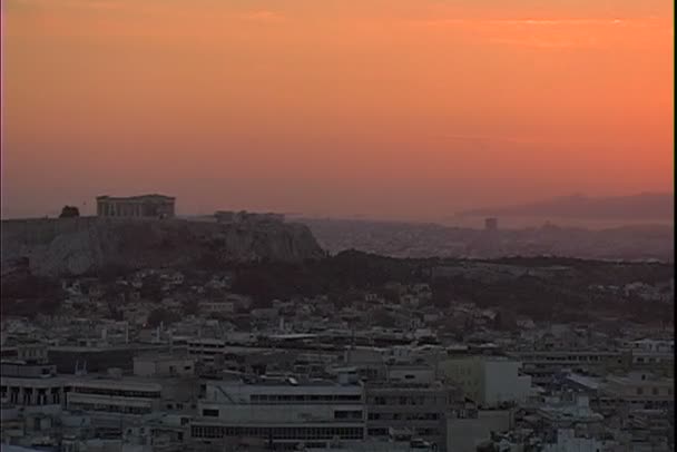 Vista da cidade de Atenas ao entardecer — Vídeo de Stock