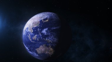 Gerçekçi Sahneler, 4k Arka Planda Güneş ve Yıldız ile Planet Earth