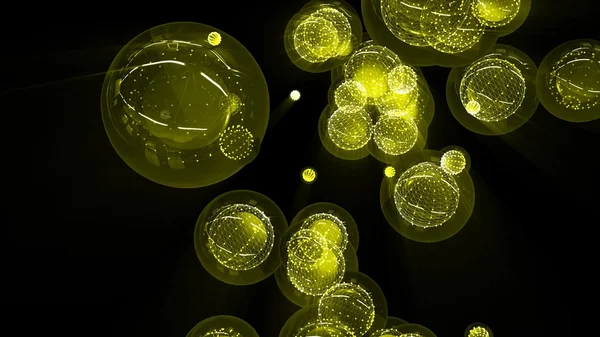 Gula blanka bollar i ett glas bubbla och inramade — Stockfoto