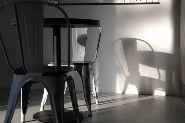 Modern Loft Grey Color Metal Chair Coffee Shop Creative Interior — Stock Photo, Image