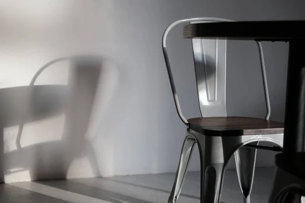 Modern Loft Grey Color Metal Chair Coffee Shop Creative Interior — Stock Photo, Image