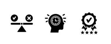 İş Değerlendirmesi, Zaman Yönetimi ve Kalite Onayı Simgesi Düz Vektörü. Temiz ve minimal grafik tasarımı.