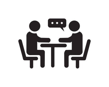 Simge Düz Vektörü ile röportaj yap. Temiz ve minimal grafik tasarımı.