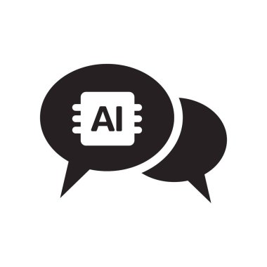 Yapay Zeka İletişim Simgesi Düz Vektörü. Temiz ve minimal grafik tasarımı.