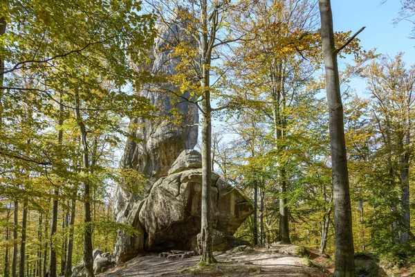 Taubenbusch Felsen Gruppe Von Felsen Natürliche Und Künstliche Höhlen Stein — Stockfoto
