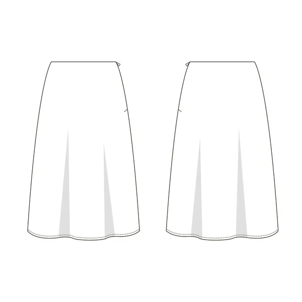 Technická kresba dámské módy. Dámská sukně A-line. — Stockový vektor