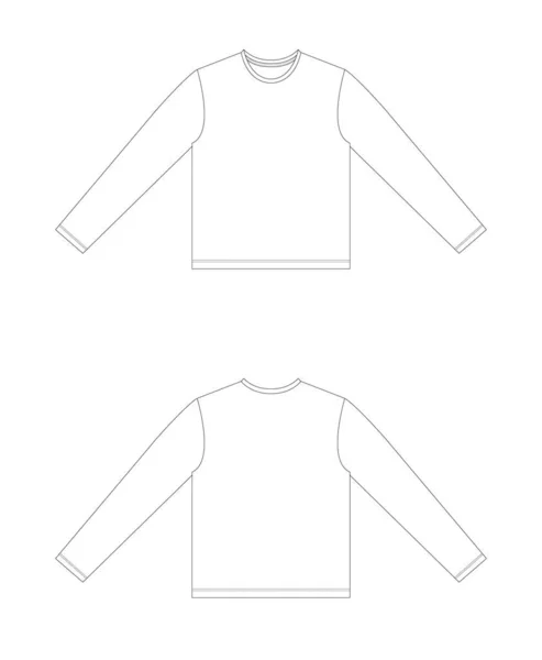Dibujo Técnico Moda Para Hombre Mens Jersey Longsleev Vistas Frontal — Vector de stock