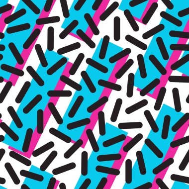 Geometrik darbe elementleri ile vektör kusursuz desen. Memphis geometrik anahatları modern moda. 