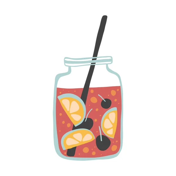 Smoothie em frasco e vidro em estilo plano. — Vetor de Stock