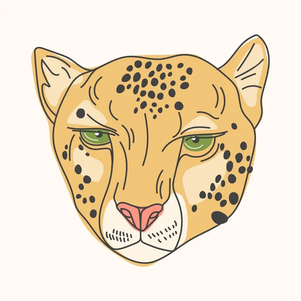 Logotipo de la cara de la cabeza dibujada a mano Cheetah para su negocio o contenido de redes sociales. — Vector de stock