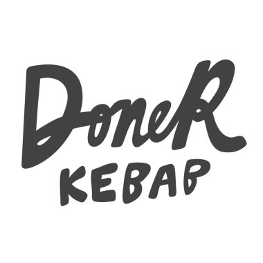 Doner Kebap. Sosyal medya içeriği için el çizimi harf logosu
