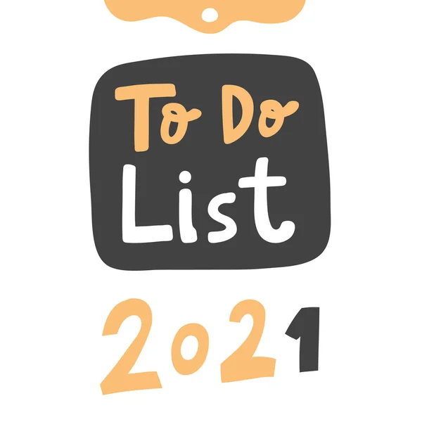 Lista de tareas 2021. Logotipo de letras dibujadas a mano para contenido de redes sociales — Vector de stock