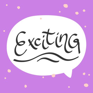 Heyecan verici. Çizgi film illüstrasyon moda tabiri. Sevimli Moda Tasarım Yazıtipi. Vintage vektör el çizimi çizimi. Vektör logo simgesi.