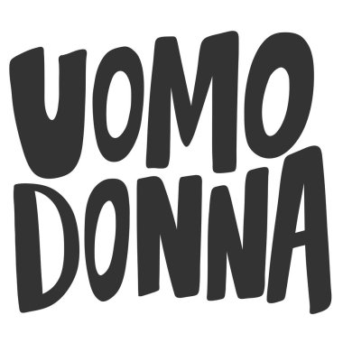 Uomo Donna. Dekorasyon tasarımı için çıkartma alıntısı. Grafiksel element vektör arkaplan resimleme metni. Alıntı kutusu simgesi. Moda baskısı.