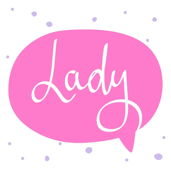Lady. Pink color. Cartoon illustration Fashion phrase. Cute Trendy Style design font. Vintage vector hand drawn illustration. Vector logo icon. — Stock Vector
