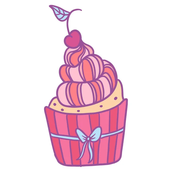 Cupcake vektor illustration isolerad på vit bakgrund, cupcake klipp konst — Stock vektor