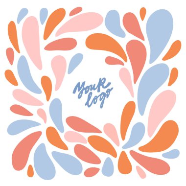 Konsept logo tasarımı veya sosyal medya afişi için el çizimi renkli sınır çerçevesi.