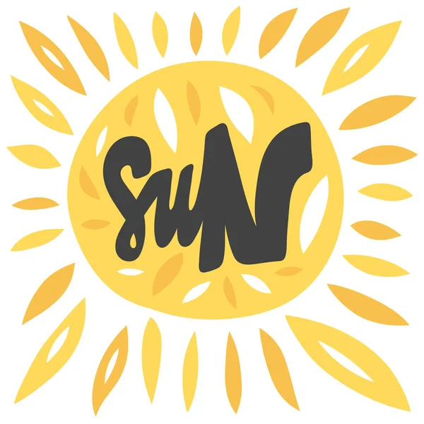 Sun. Ručně kreslené logo pro obsah sociálních médií — Stockový vektor