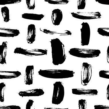 Kumaş tasarımı için tek renkli kusursuz desen. Su sıçramış boya lekesi. Arka plan dokusu eski kumaş. Mürekkep boyası çizgisi vektörü.