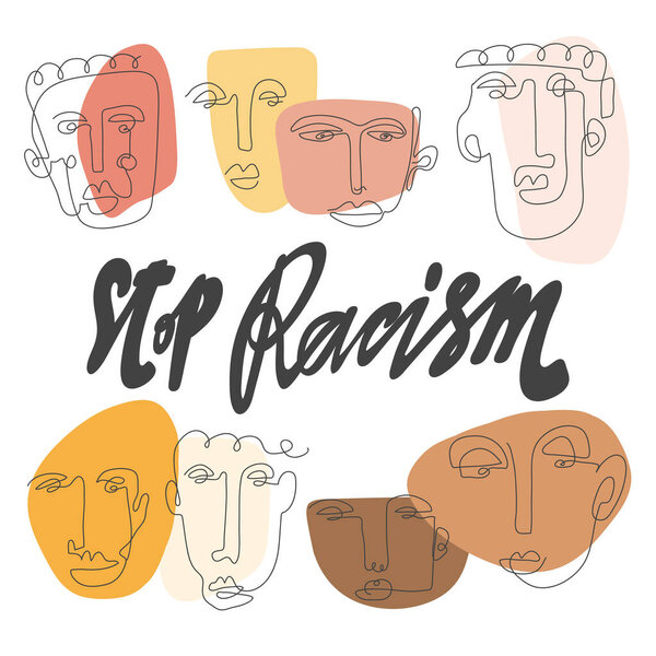 Stop Racism. Hand drawn lettering logo for social media content. Anti Racist banner