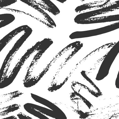 Kumaş tasarımı için tek renkli kusursuz desen. Su sıçramış boya lekesi. Arka plan dokusu eski kumaş. Mürekkep boyası çizgisi vektörü.