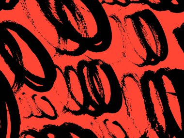 Siyah, beyaz, kırmızı renkler. Kumaş tasarımı için kusursuz desen. Su sıçramış boya lekesi. Arka plan dokusu eski kumaş. Mürekkep boyası çizgisi vektörü.