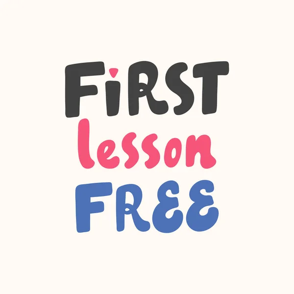 Primeira Lição Livre. Logotipo de lettering desenhado à mão para conteúdo de mídia social —  Vetores de Stock