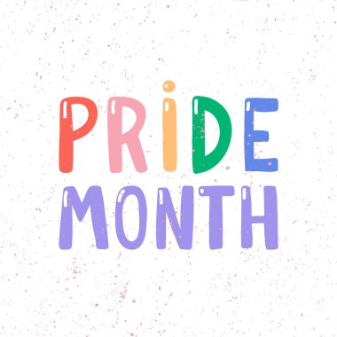 Gurur ayı el çizimi lgbt gökkuşağı düz harfli logo