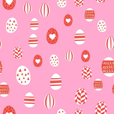 Elle çizilmiş mutlu paskalya yumurtaları vektörsüz desen. Paketleme için iyi, paskalya kartları, iç yüzey, sosyal medya içeriği