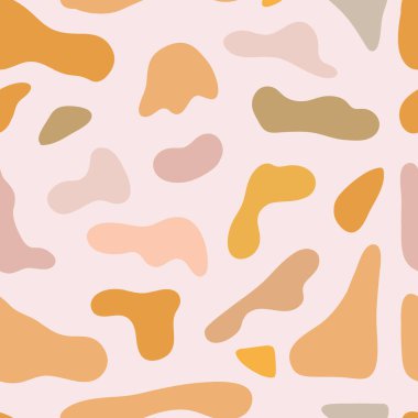 Vektör el çizimi pürüzsüz desen şirin tasarım. Bej, sarı