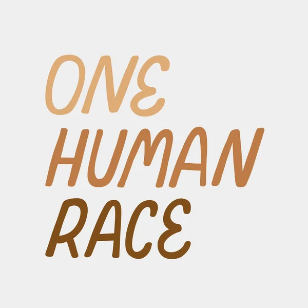 One human race. Hand drawn vector poster against racism. Red letters  lettering on white background. Stock Vector by ©sailoroon 470852488