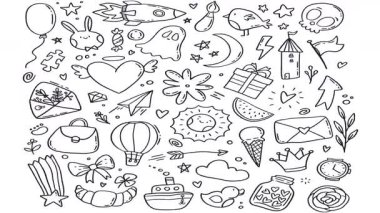 Okul karalamalarının grafik kağıdına dinamik bir animasyonu, canlı bir okula dönüş atmosferini anımsatıyor, eğitim içeriği ve hareket halindeki yaratıcı projeler için ideal..