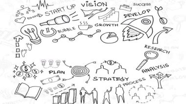 Okul karalamalarının grafik kağıdına dinamik bir animasyonu, canlı bir okula dönüş atmosferini anımsatıyor, eğitim içeriği ve hareket halindeki yaratıcı projeler için ideal..
