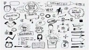 Okul karalamalarının grafik kağıdına dinamik bir animasyonu, canlı bir okula dönüş atmosferini anımsatıyor, eğitim içeriği ve hareket halindeki yaratıcı projeler için ideal..