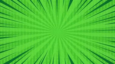 Yeşil bir çizgi roman arka planının dinamik hareketini yaşayın. Animasyon ve süper kahraman projeleri için retro aksiyon ve enerji yayıyor. Hızlı ve heyecan verici.!