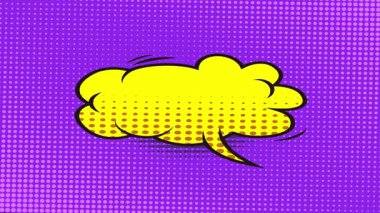 Dinamik bir pop sanatı konuşma balonu patlar ve her projeye geçmişe dönük yetenekler katar. Çarpışma için parlak sarı, kalın mor yarım ton arka plana çarpar..