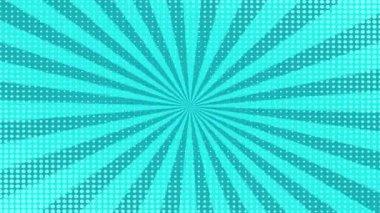 Retro turkuaz çizgi roman tarzı yarım tonlu noktalar dinamik bir animasyon yaratır. Eylem tanıtımları, pazarlama, canlı arka planlar ve grafik tasarımı için mükemmel.