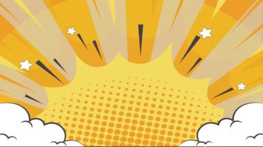 Patlayıcı turuncu ve kırmızı çizgi roman tarzı arka plan patlama efektiyle her projeye dinamik enerji eklemek için idealdir. Süper kahraman temaları ve retro tasarımları için mükemmel..