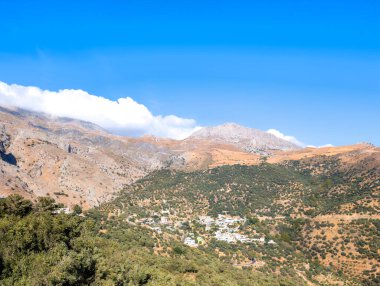 The mountain village of Rodakino  embedded in the mountains of Crete (Greece)