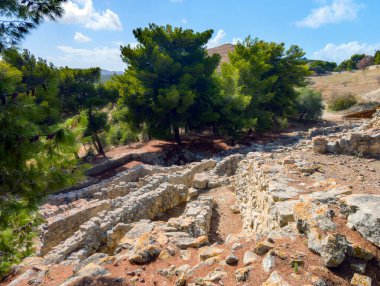 Yunanistan 'ın Akdeniz adası Girit' teki Phaistos Sarayı arkeolojik sahasına (Yunanistan)