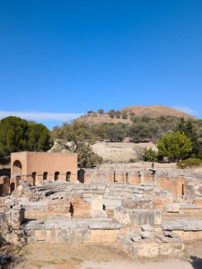 Yunanistan 'ın Girit adasındaki Gortyna Arkeoloji Alanı' ndaki binaların kalıntıları