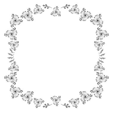 Karalama süslemeleri vektör illüstrasyonlu çiçek çerçevesi