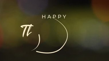 El çizimi Mutlu Şükran Günü metin animasyonu, arka planda bokeh ışıkları, bayram kutlamaları ve kutlama videoları için ideal