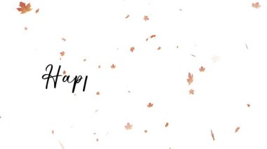 Şükran Günü 'nde çekilen ve beyaz arka planda uçan akçaağaç yapraklı metinler Şükran Günü için mükemmel.