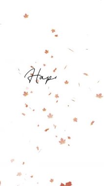 Beyaz arka planda yüzen akçaağaç yapraklı Şükran Günü animasyonunuz kutlu olsun.