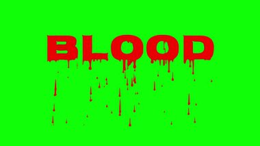 Krom yeşili arka planda kan damlayan metin animasyonu korku karavanları, gerilim tanıtımları ve Cadılar Bayramı tasarımları için ideal.